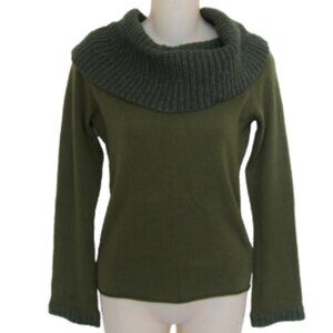 MAGASHONI Cashmere Olive Green Cowl Neck Sweater XS